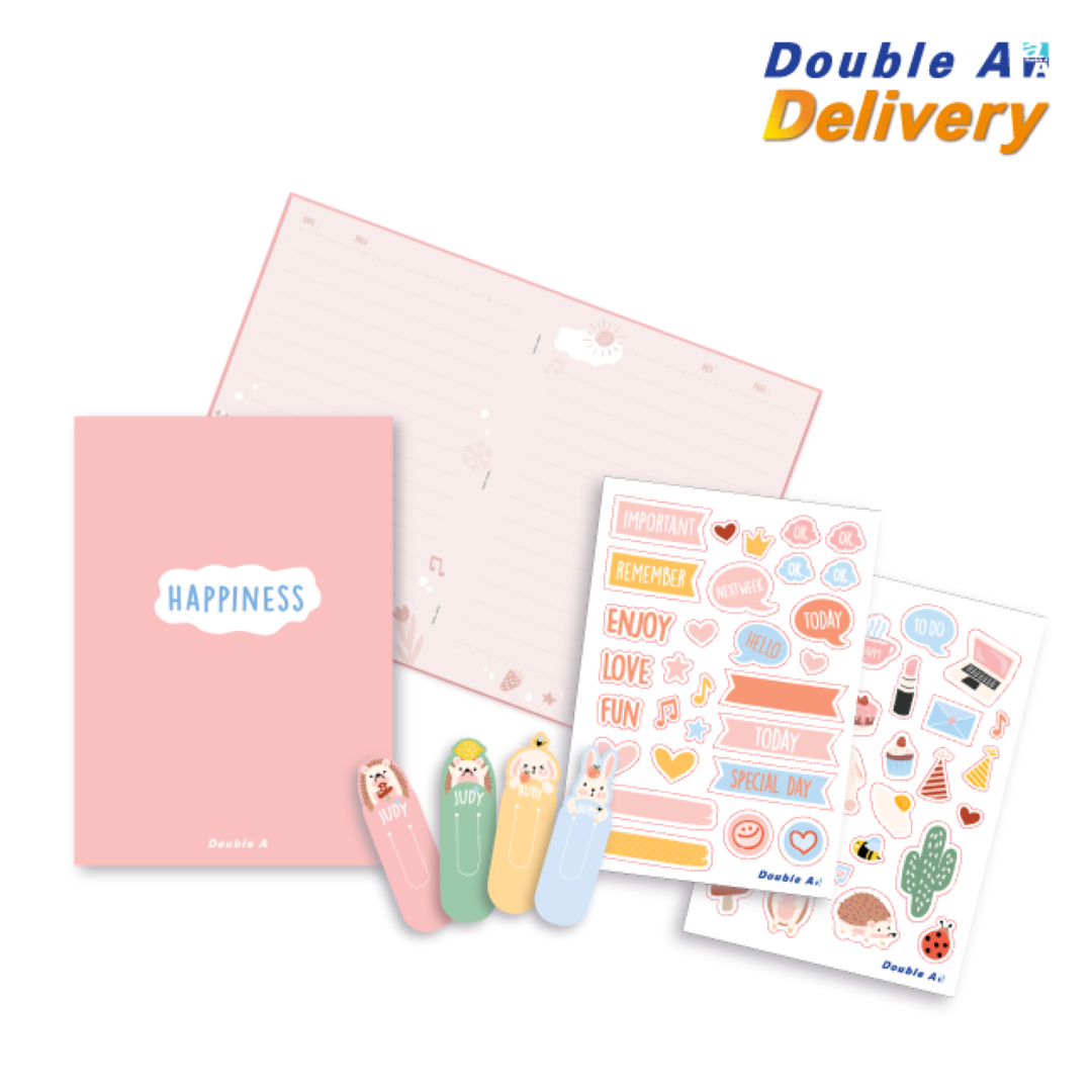 ชุดสมุดมุงหลังคา DIY ขนาด A6 : Happiness ซื้อ 3 แถม 1 ฟรี (คละ 4 สี)