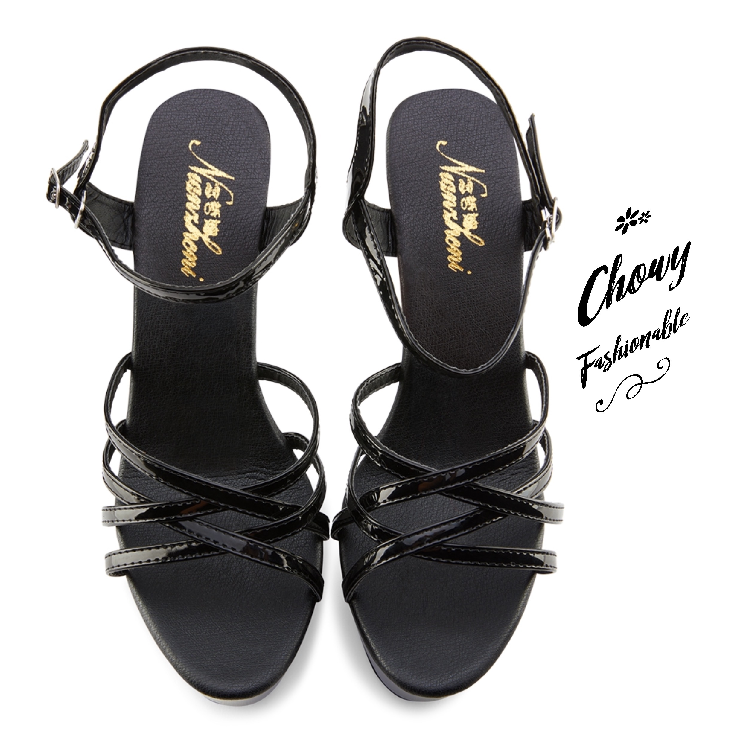 รองเท้าไซส์ใหญ่ 38-46 ส้นสูงไซส์ใหญ่ แบบเส้น แพลทฟลอม รองเท้านางงาม รองเท้าประกวด CHOWY KR0888BL