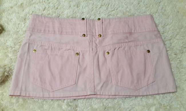 กระโปรงยีนส์สีชมพูหวานๆ เลย สั้นจิ๊ 31-35-9 /ของใหม่/