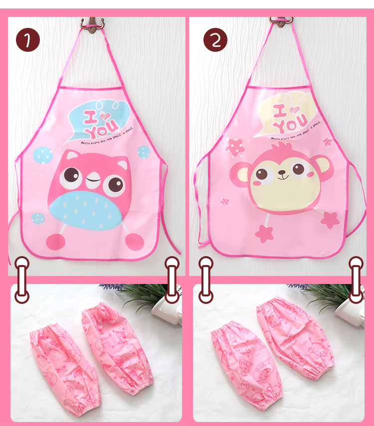 ผ้ากันเปื้อนเด็ก+ปลอกแขน สำหรับทำอาหาร/ทำงานศิลปะ PEVA กันน้ำ ปลอดสารพิษ