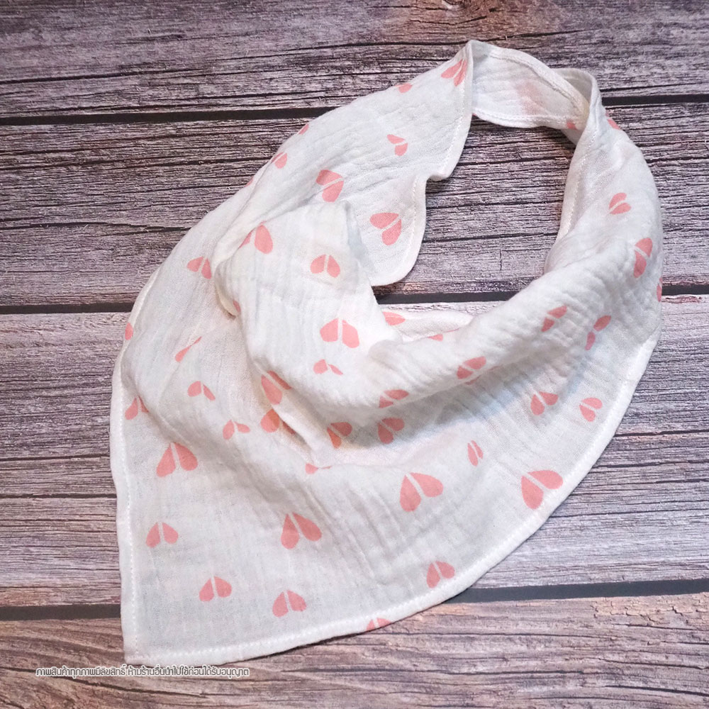 ผ้ากันเปื้อนเด็ก 0-3 ปี ผ้าซับน้ำลาย มัสลินรูปสามเหลี่ยม Cotton 100% เนื้อนิ่ม ซับน้ำดีเยี่ยม ไม่ร้อน
