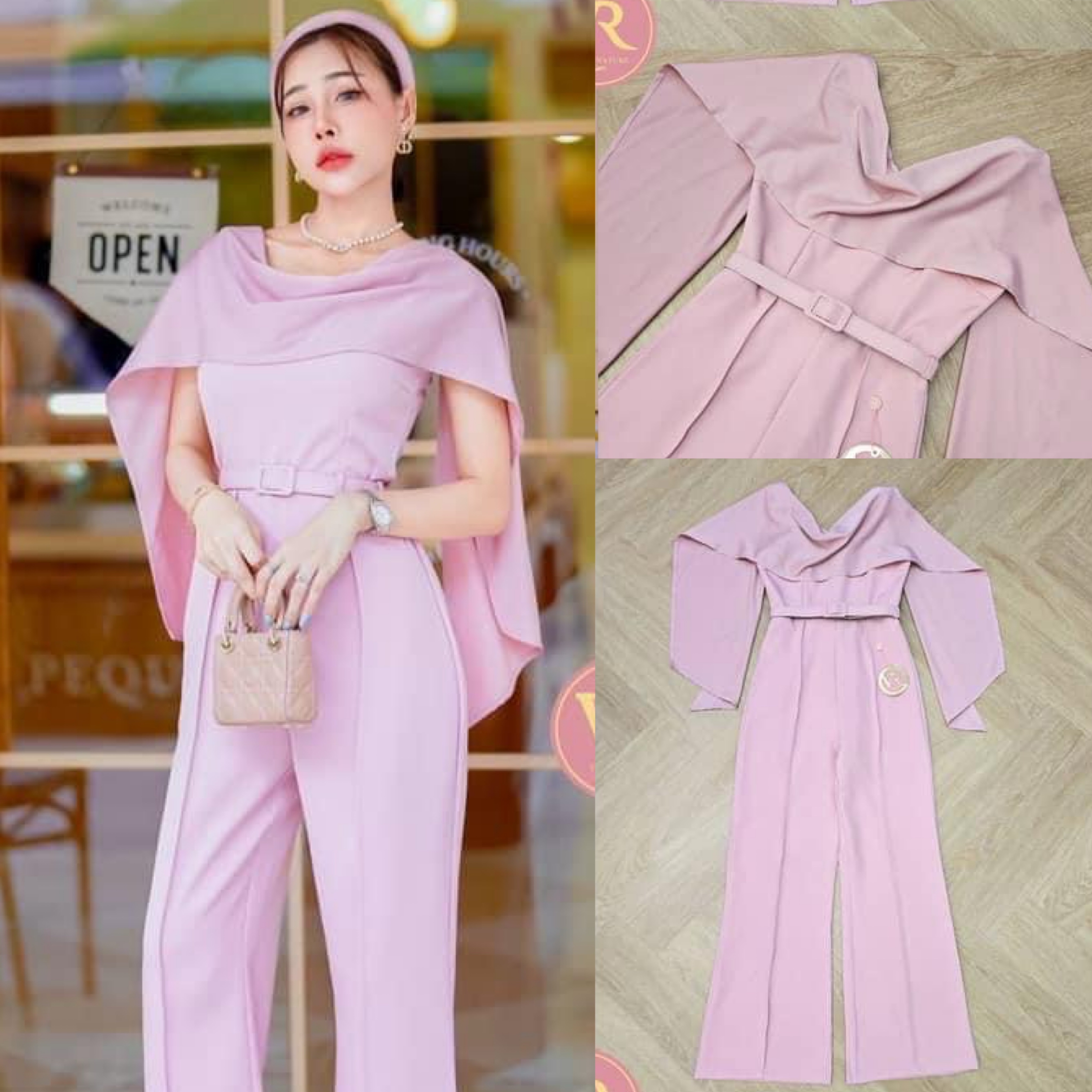 Jumpsuit แขนกุด ขายาว แต่งผ้าระบายปาดไหล่ยาวเก๋มากค่ะ เอวเข้ารูป มีเข็มขัดเข้าชุดให้ด้วยค่ะ ขายาวทรงสวย ใส่สบาย : สินค้าคุณภาพ (พร้อมส่ง)