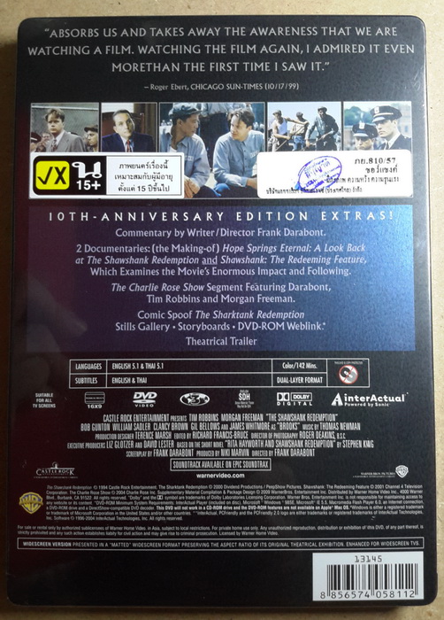 (DVD 2 Discs) The Shawshank Redemption (1994) ชอว์แชงค์ มิตรภาพ ความหวัง ความรุนแรง (มีพากย์ไทย)