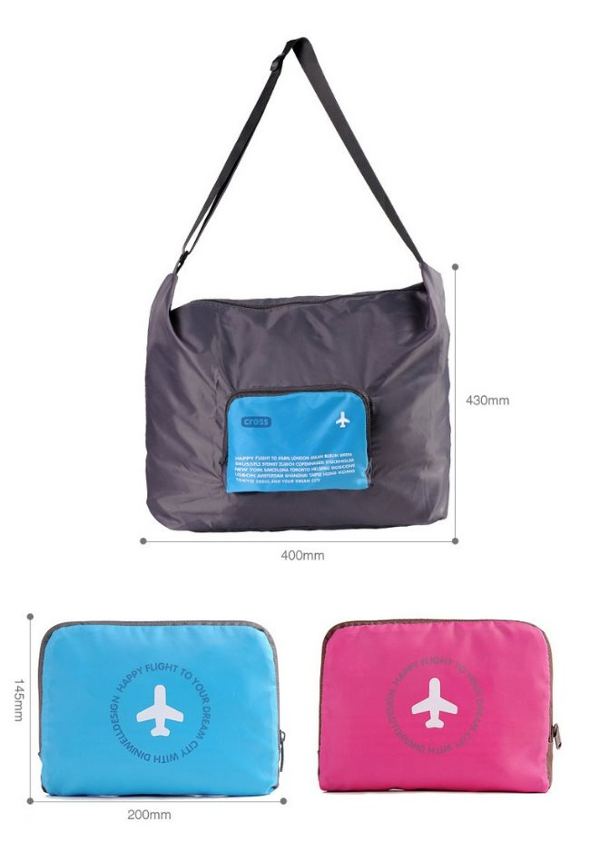 DINIWELL กระเป๋าเดินทางพับเก็บได้ สะพายพาดลำตัวได้ ปรับสายสะพายได้ เสียบที่จับของกระเป๋าเดินทางได้ ผลิตจากโพลีเอสเตอร์กันน้ำ มีซิปรูดตอนพับเก็บ