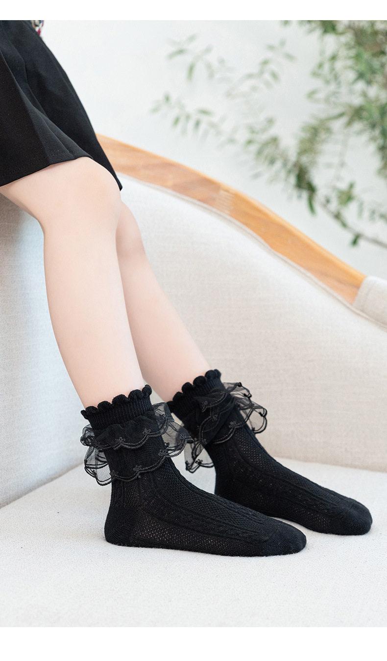 🖤 ถุงเท้าลูกไม้เด็กหญิงสีดำ | ถุงเท้าออกงานเด็กหญิง 1-15 ขวบ+ | ถุงเท้าเจ้าหญิงน่ารัก สวมสบาย