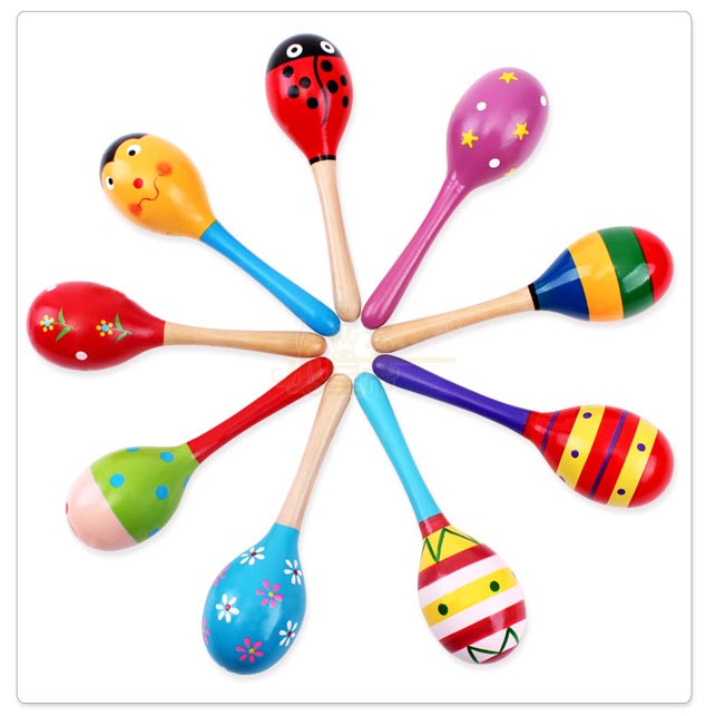 เครื่องดนตรี ลูกแซกไม้หลากสี ขนาดกลาง 19 ซม.