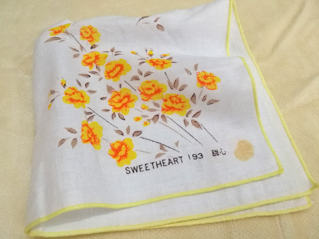 ผ้าเช็ดหน้า cotton ลายดอกไม้น่ารัก