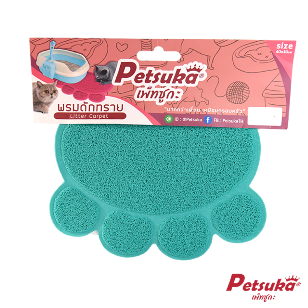 พรมดักทรายแมว Petsuka สำหรับรองกระบะทราย สีเขียวมิ้น