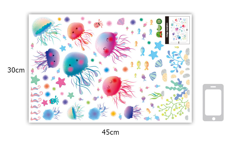 สติกเกอร์แต่งห้อง DIY ลายแมงกระพรุน ลอกออกแล้วติดซ้ำได้