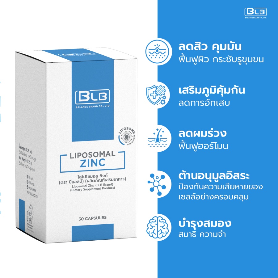 คุณสมบัติเด่นของ Liposomal Zinc