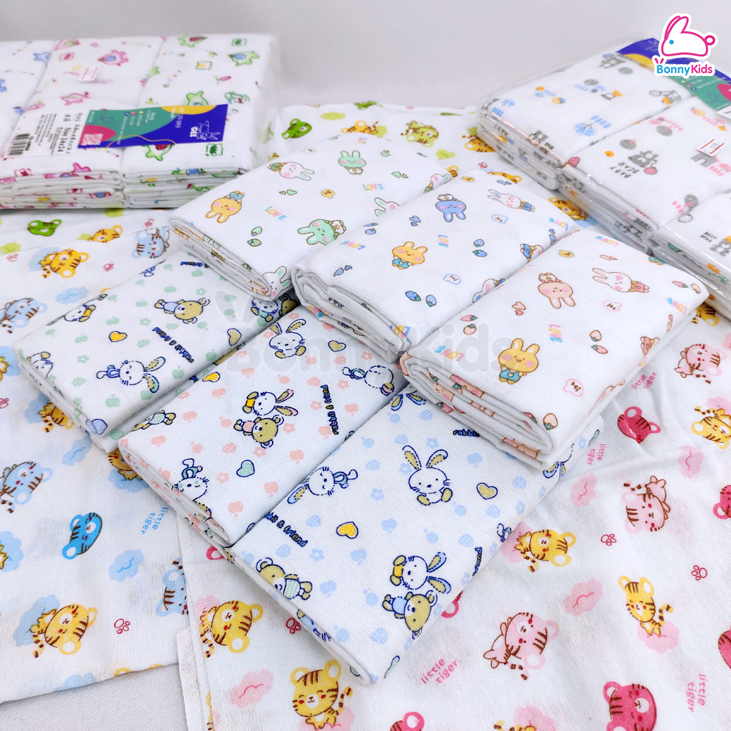 Tres-G (เตรสจี) ผ้าอ้อมสำลี เนื้อผ้านุ่มฟู อุ้มน้ำได้ดี มีขนาดให้เลือก แพ็ค 6 / 12 ผืน (คละลาย)