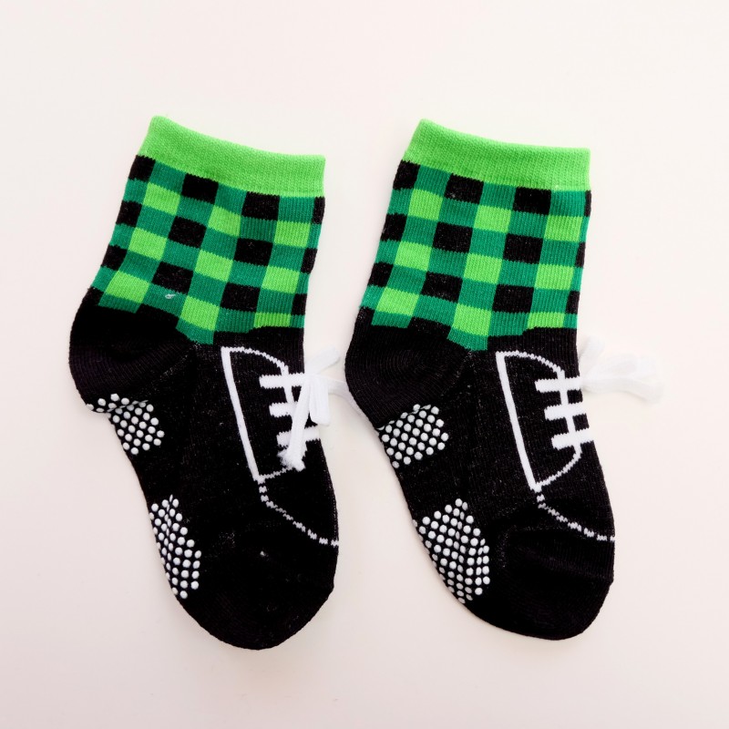 ถุงเท้าเด็กเล็ก 1-3 ขวบ ลายรองเท้า มีเชือกผูกหลอกสุดเท่ เนื้อนุ่ม ยืดหยุ่น