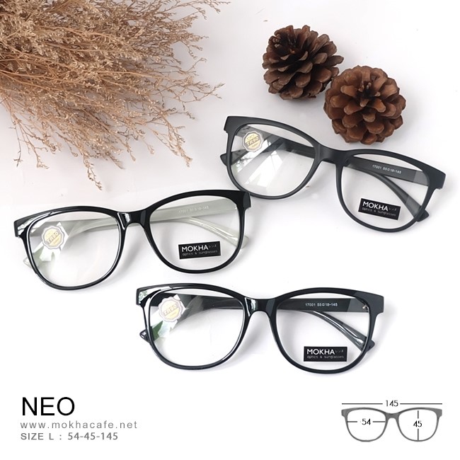 NEO - matte black แว่นตาทรงเหลี่ยม TR90 น้ำหนักเบา กว้าง 145 มม. (sizeL) H45