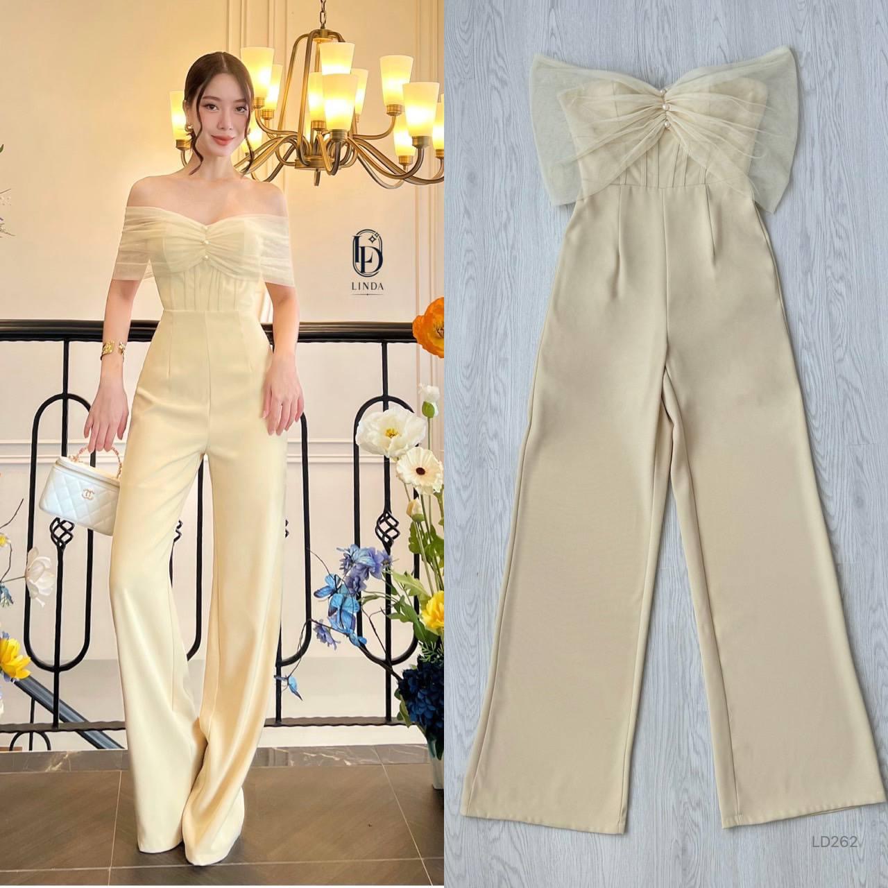 จั้มสูท เกาะอกปาดไหล่ มีฟองน้ำในตัวผ้าตาข่ายนิ่ม ใส่สบาย : สินค้าคุณภาพ (พร้อมส่ง)