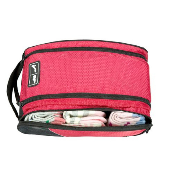 กระเป๋าใส่รองเท้ากันน้ำ สำหรับเดินทาง เล่นกีฬา ผลิตจากโพลีเอสเตอร์คุณภาพสูง เบา ทนทาน มีกระเป๋าซิปด้านข้าง