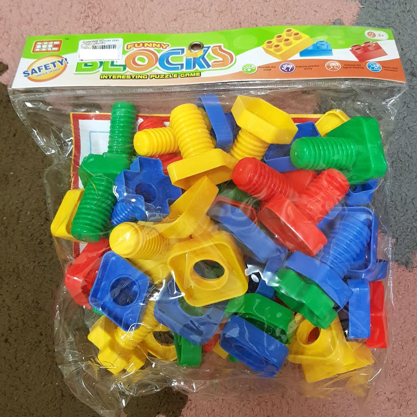 ของเล่นเด็ก 1-3 ปี ชุดของเล่นหมุนน๊อต Montessori Toys จับคู่ตัวต่อทรงเรขา ชิ้นใหญ่เหมาะมือ