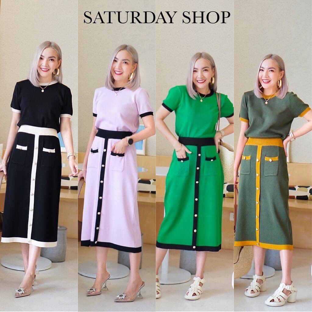 SET 2 ชิ้น เสื้อ+กระโปรง ผ้านิตติ้งใส่สบาย ไม่หนาไม่ร้อนนะคะ ใส่สบายๆ สินค้าคุณภาพ (พร้อมส่ง)