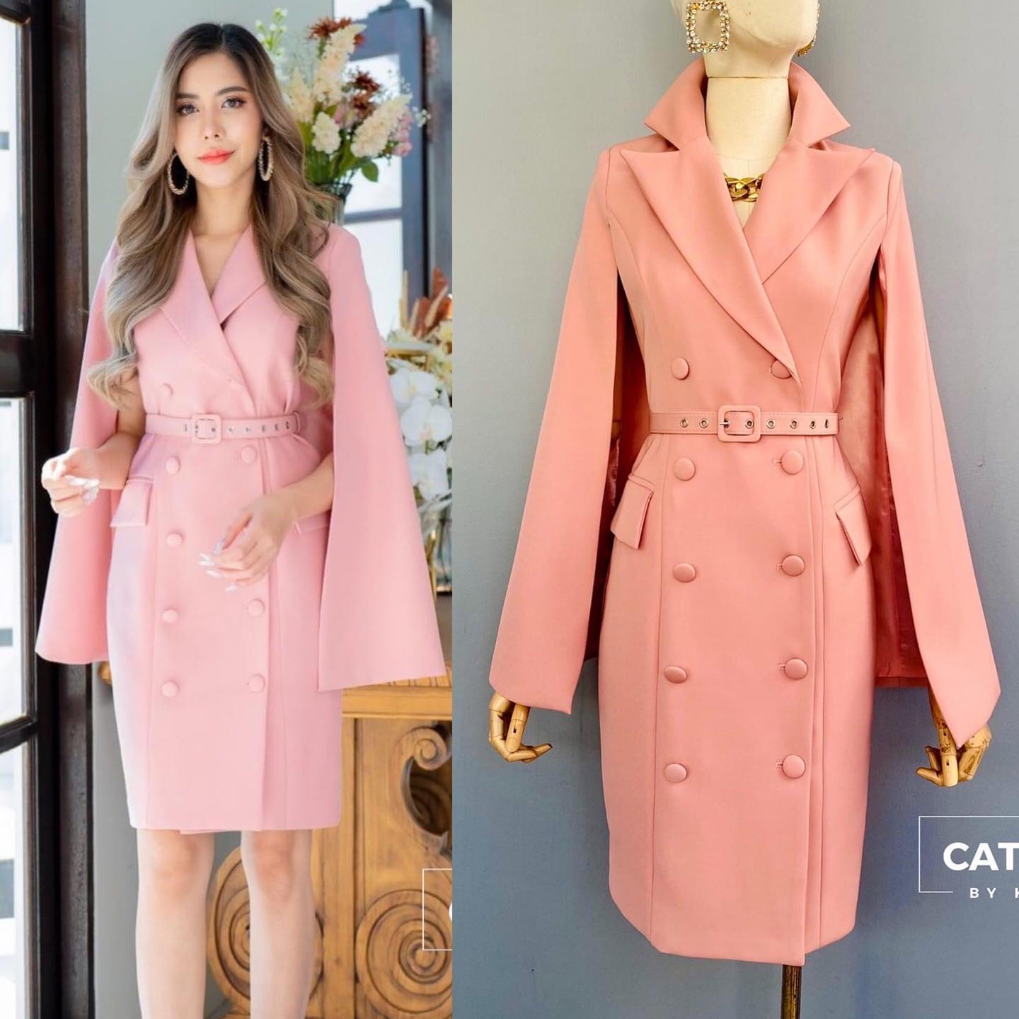 เดรสผ่าแขนดีไซส์เลิศ เนื้อผ้าเกรดเอ ตัวชุดเป็นทรงเช้ารูป ปกเทเล่อร์ดูเท่ห์สุดๆ ด้านหน้าแต่งกระดุมปั๊ม 8 เม็ด มีเข็มขัดสีโทน เดียวกับตัวชุด สินค้าคุณภาพ (พร้อมส่ง)