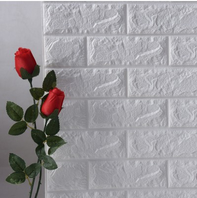วอลเปเปอร์อิฐโฟม 3D ติดผนัง สีขาว มีกาวในตัว ขนาด 70*77 ซม.