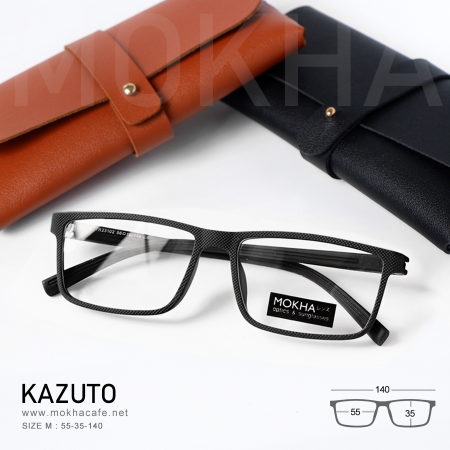 KAZUTO - black กรอบแว่นทรงเหลี่ยม แว่นตายืดหยุ่น TR90 กว้าง 140 มม. (sizeM) H35