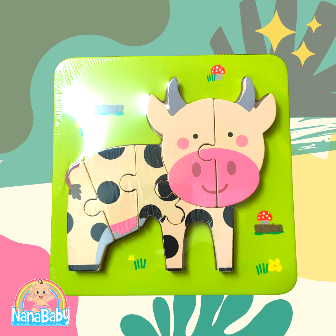 NanaBaby จิ๊กซอว์ไม้ จิ๊กซอเด็กเล็ก 3D Wooden Jigsaws รูปสัตว์ ของเล่นไม้ ของเล่นเสริมพัฒนาการเด็กเล็ก