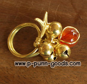 แหวนทองเหลือง หินคาร์เนเลียน จี้ปลาดาวสีทอง