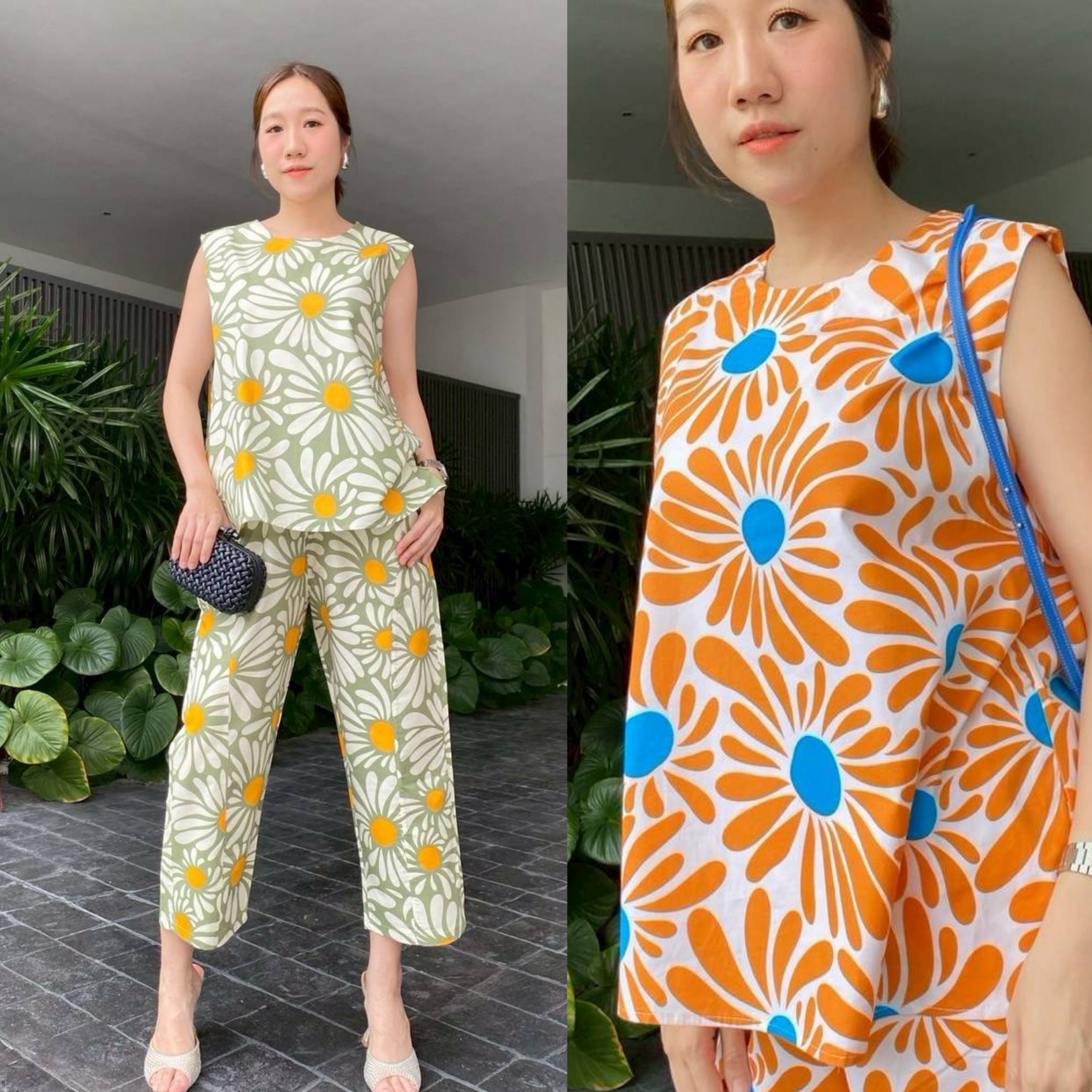 ชุดเซตแขนกุด กางเกง 5 ส่วน แพตเทิร์นน่าร๊ากกกก มาแล้วคร้า เสื้อคอกลม แขนกุด แต่งกระดุมด้านหลัง กางเกงสมอค ตัดต่อจีบด้านหน้า เกร๋ ใส่สบาย : สินค้าคุณภาพ (พร้อมส่ง)