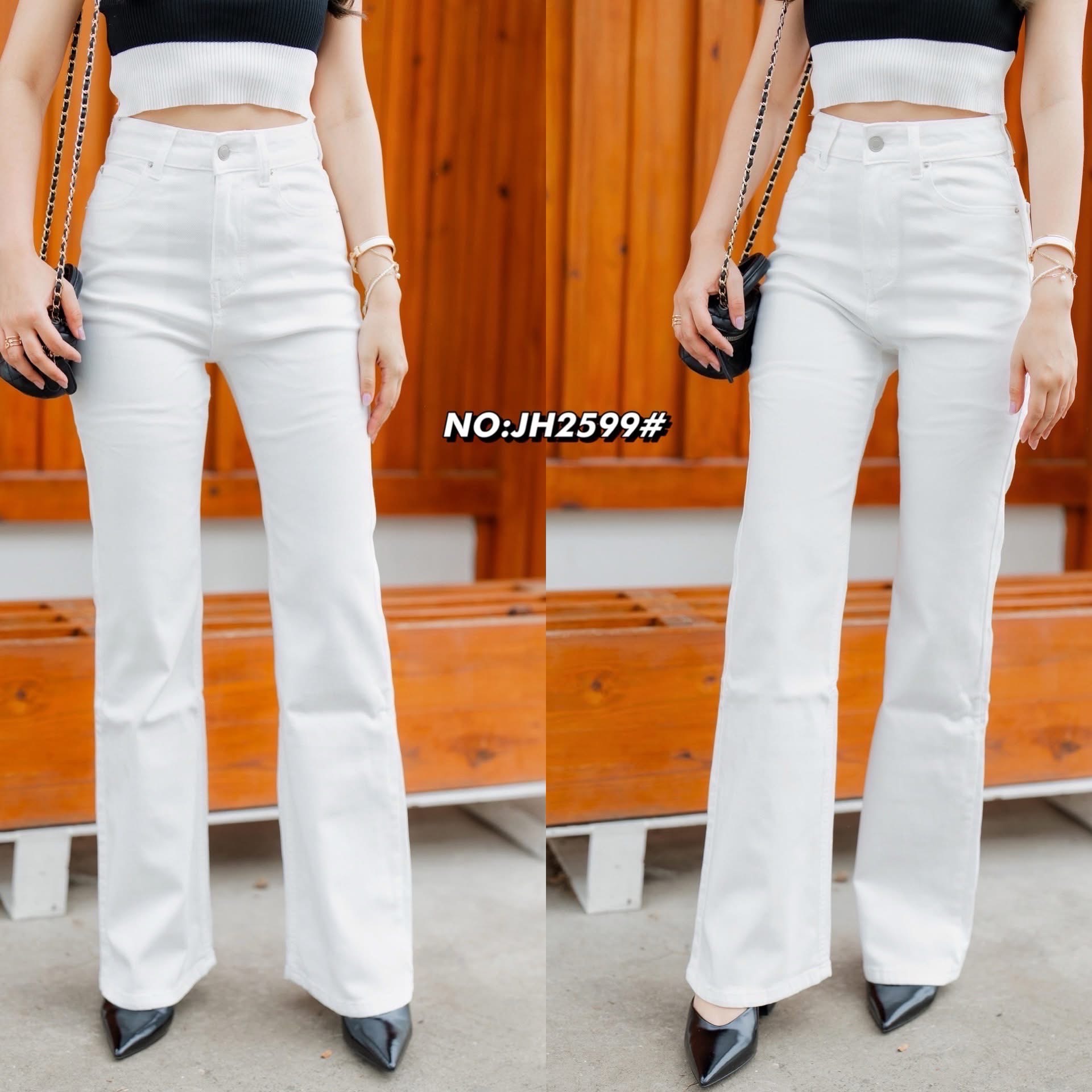 กางเกงยีนส์สีขาวขาม้ายาว ทรงเอวสูงงงง รุ่นนี้ขอบอกเลยผ้านิ่มมากๆๆ เนื้อผ้านิ่ม ผ้ายืด ปลายขาเย็บ ใส่ทรงเป๊ะเข้ารูป ใส่แล้วเพรียวสุดๆ ใส่สบาย : สินค้าคุณภาพ (พร้อมส่ง)