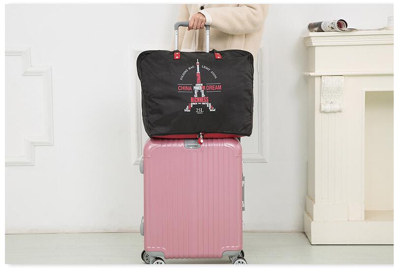 DINIWELL กระเป๋าช้อปปิ้ง กระเป่าเดินทางพับเก็บได้ ความจุ 25 ลิตร ผลิตจากไนล่อนกันน้ำแข็งแรง มี 2 ลายให้เลือก