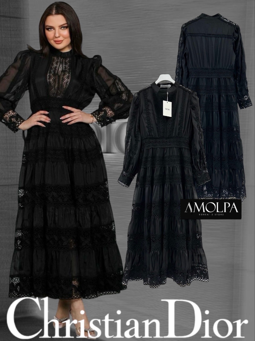 LONG MAXI DRESS CD LACE ตัวนี้ทรงยาว เนิ้อผ้าลูกไม้ มีน้ำหนัก ใส่ออกงาน สินค้าคุณภาพ (พร้อมส่ง)