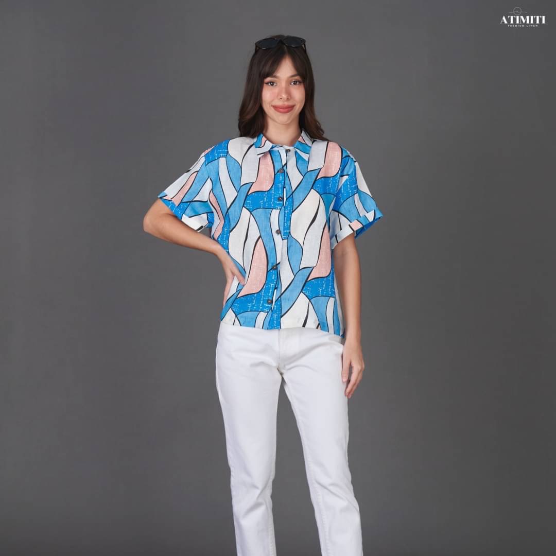 เสื้อเชิ้ต คอปก ลินินแท้ 100% ลายกราฟิกสุดชิค ใส่สบาย : สินค้าคุณภาพ (พร้อมส่ง)