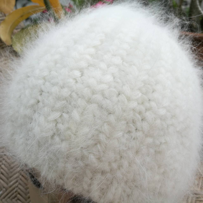 หมวกไหมพรมขนกระต่ายแท้ สวยมาก น่ารักมาก /ของใหม่/