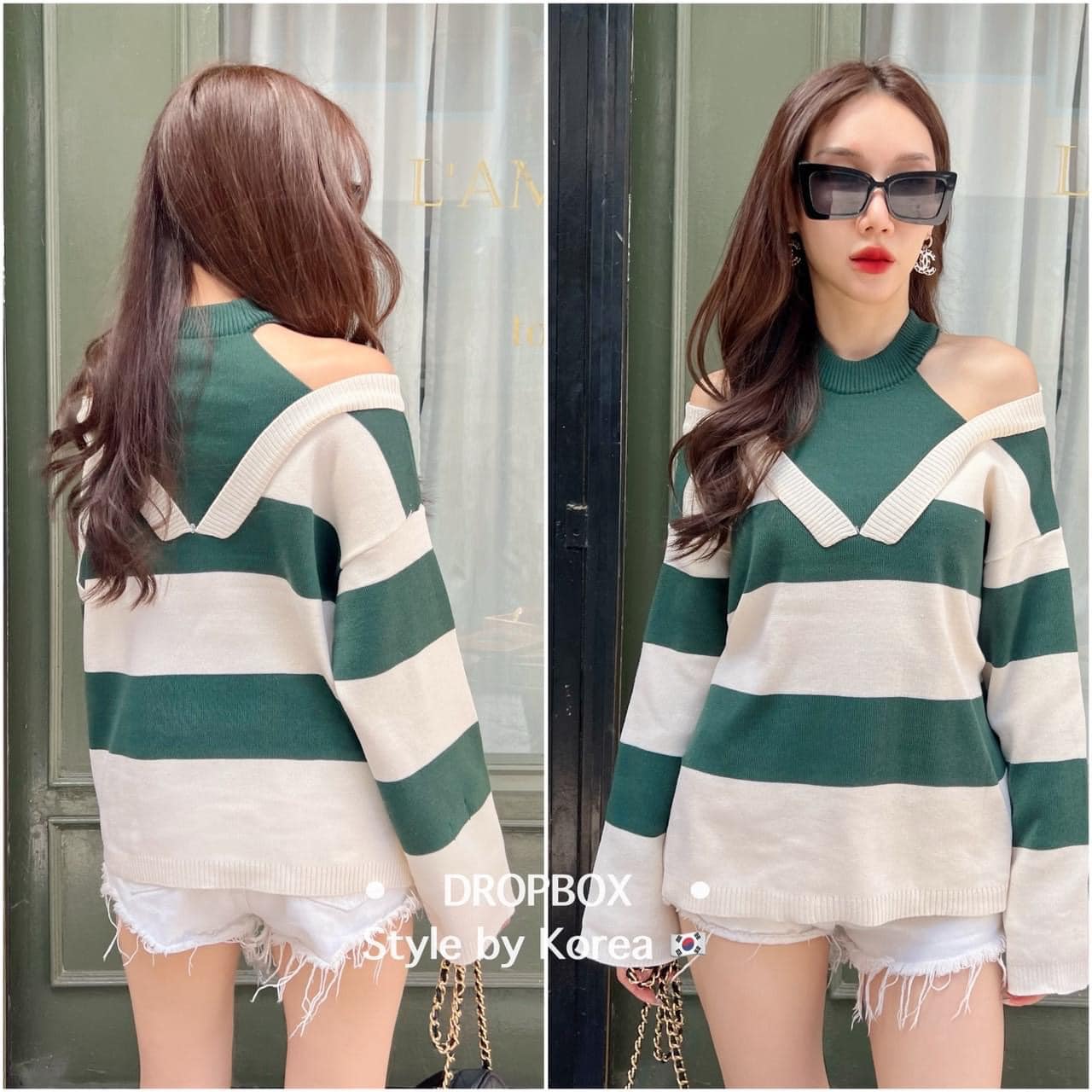 เสื้อใหม่พรหมแขนยาวลายริ้วอะไหล่รุ่นนี้ตัดต่อ ใส่สบายน่ารักมากๆ : สินค้าคุณภาพ (พร้อมส่ง)