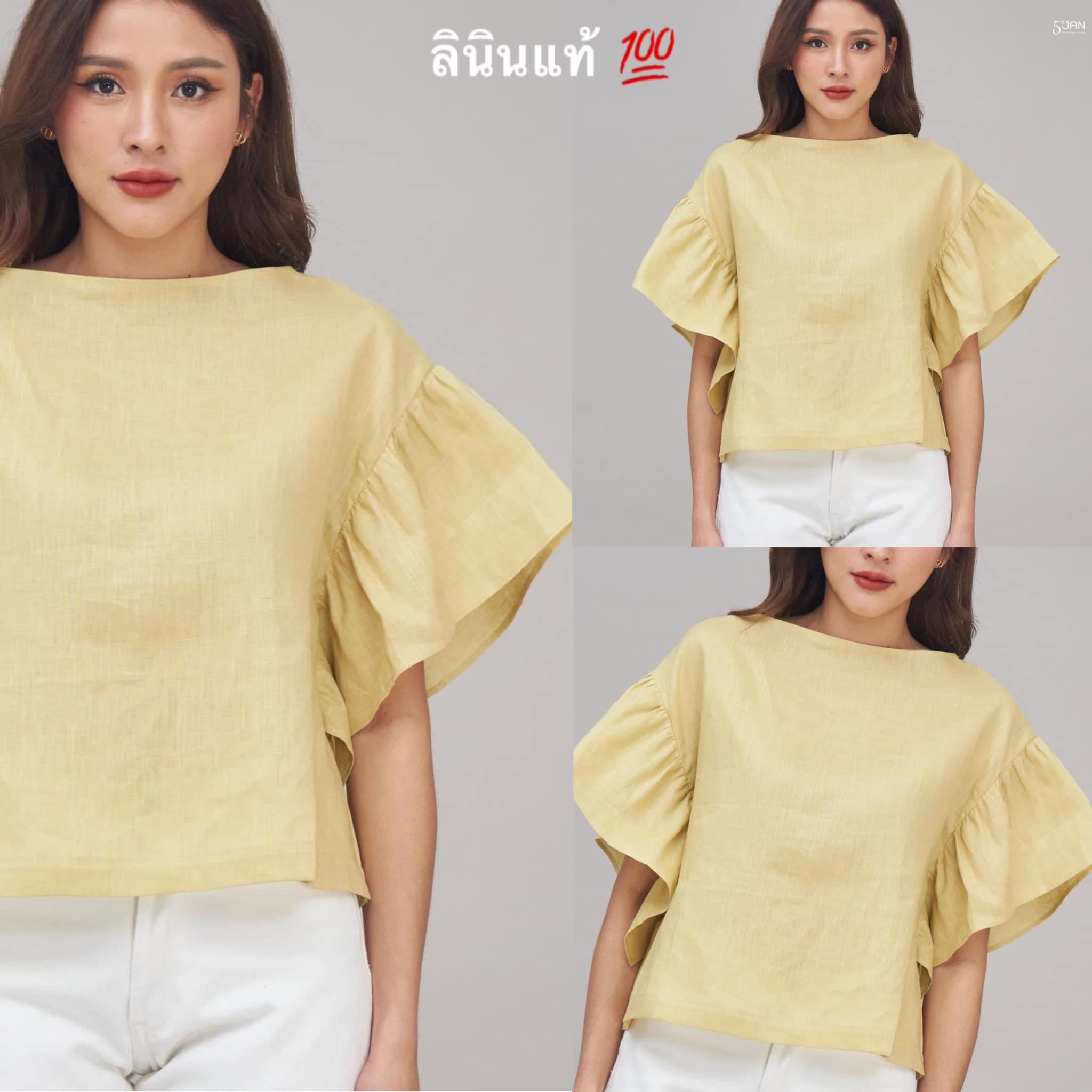 เสื้อคอกลมแขนสั้น ผ้าลินินแท้ 100% ใส่สบาย : สินค้าคุณภาพ (พร้อมส่ง)