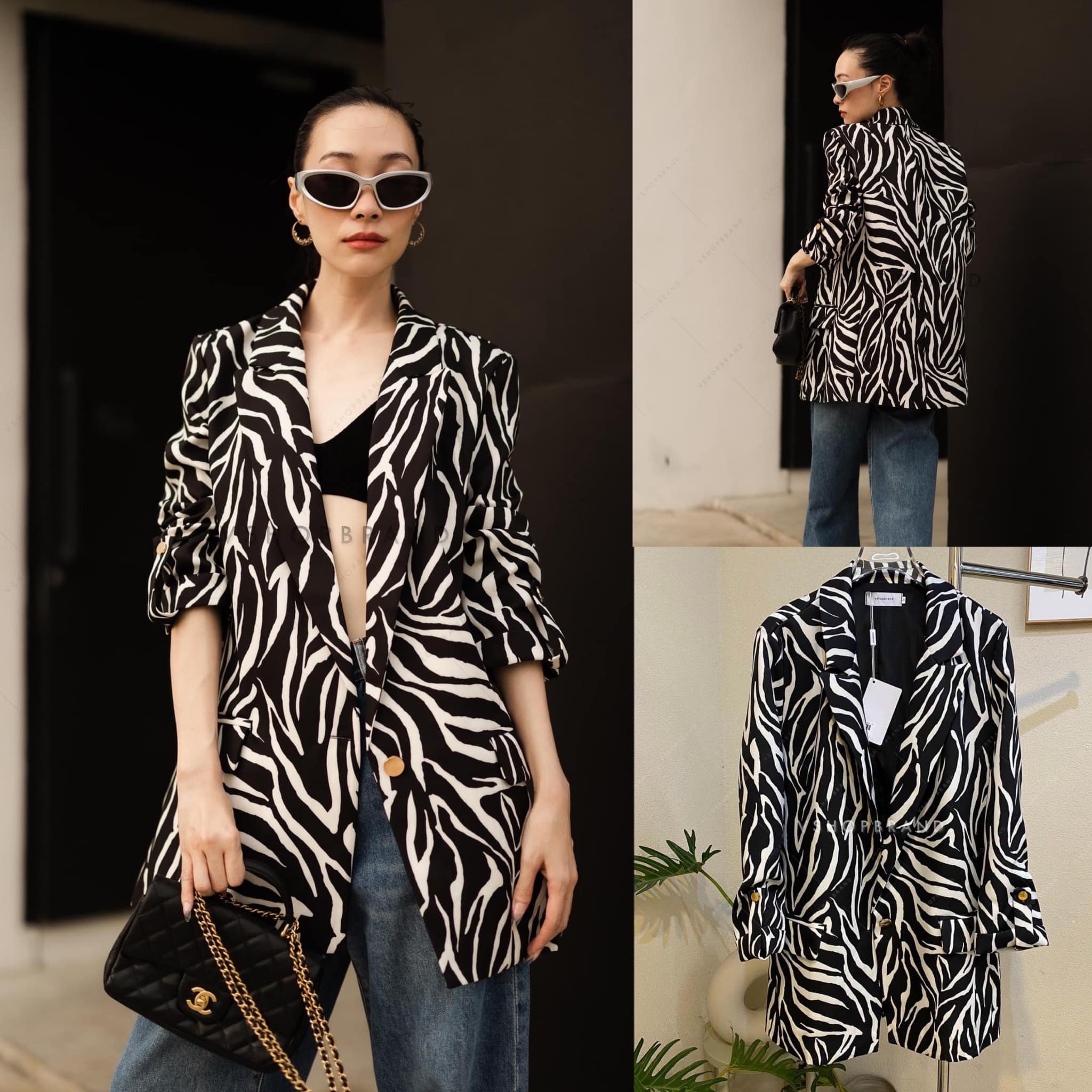 Blazer สูทพับแขนลายม้าลาย : สินค้าคุณภาพ (พร้อมส่ง)