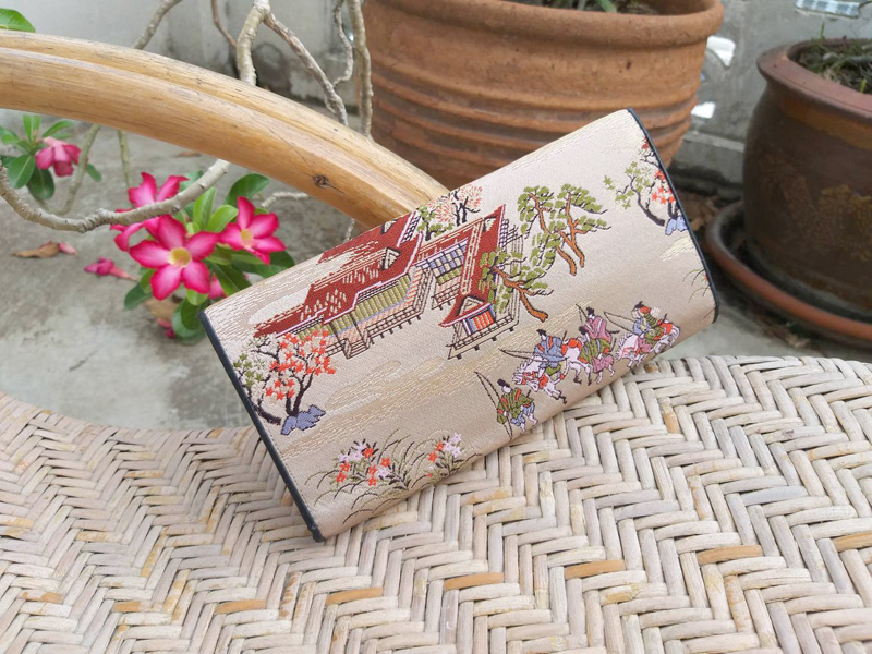 กระเป๋าสตางค์ผ้าทอลายดิ้นทอง แนวญี่ปุ่นโบราณ สวยมากๆ