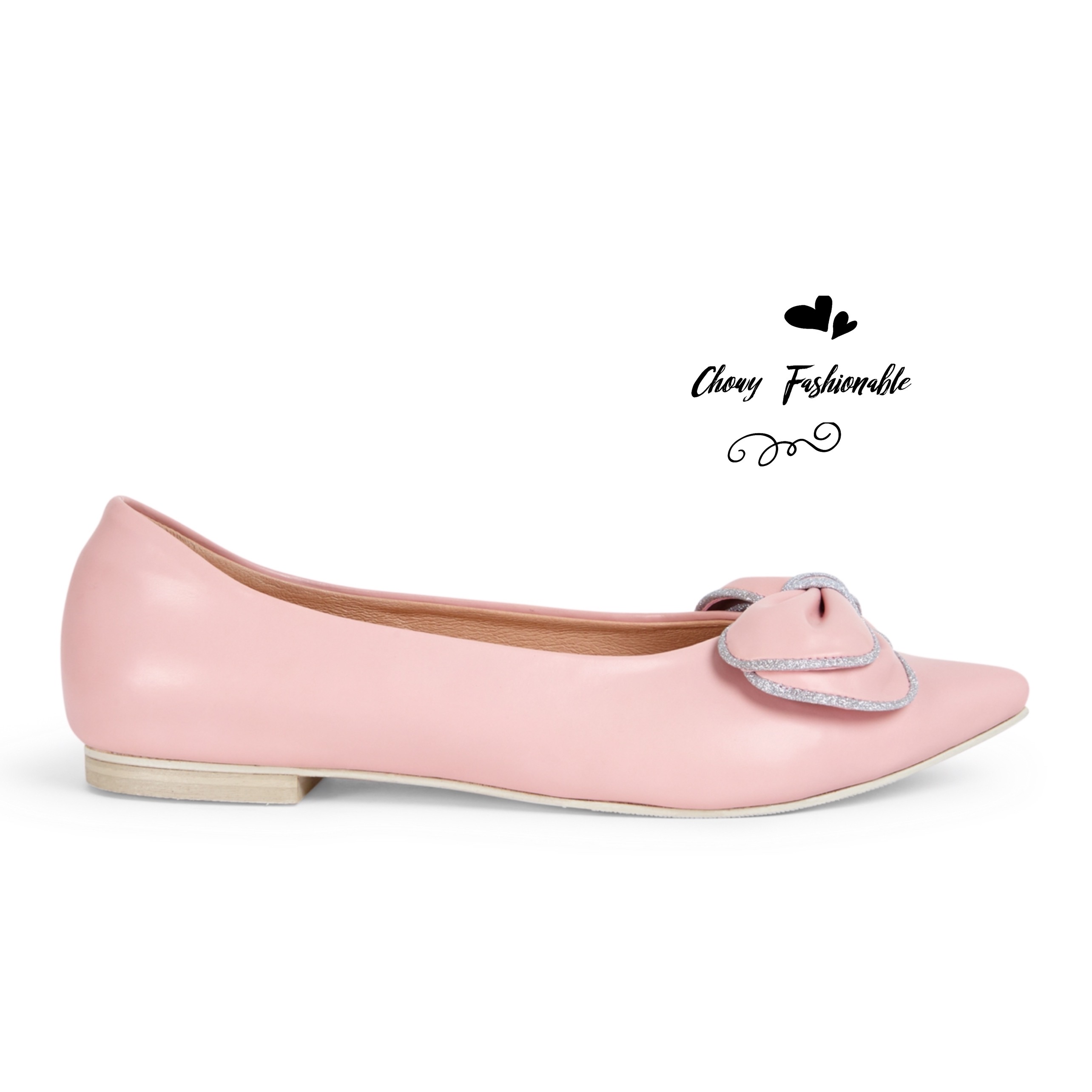 รองเท้าไซส์ใหญ่ 43-45 ส้นแบนหัวแหลม Flat Pointed Doble Bowy By Chowy CH0160