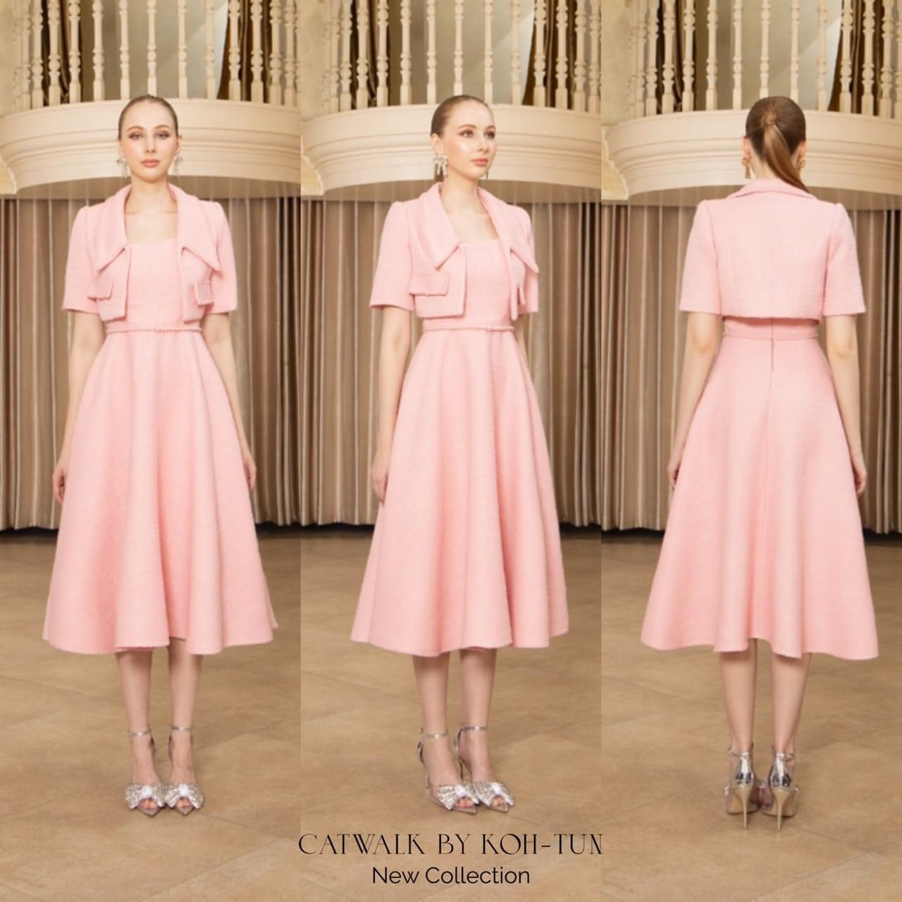 เซตเดรสยาวกระโปรงย้วย+เสื้อคลุมแต่งมุก +เข็มขัดมุก เซตนี้คุ้มมาก เนื้อผ้าทวิตเกรดเอ ใส่สบาย สินค้าคุณภาพ (พร้อมส่ง)