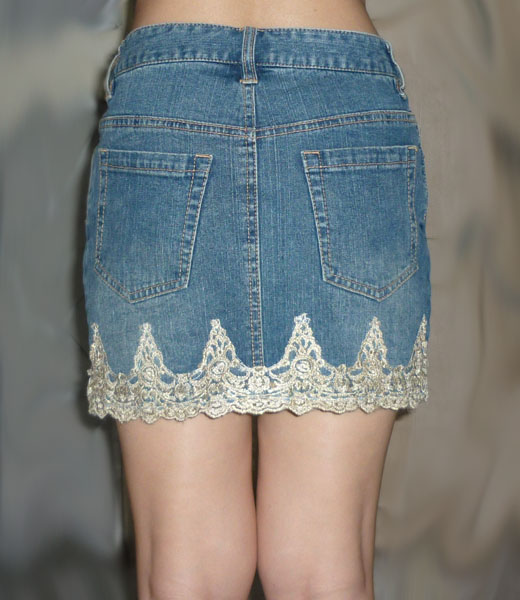 กระโปรงยีนส์แต่งชายลูกไม้ สวยมากกก 30-33-12