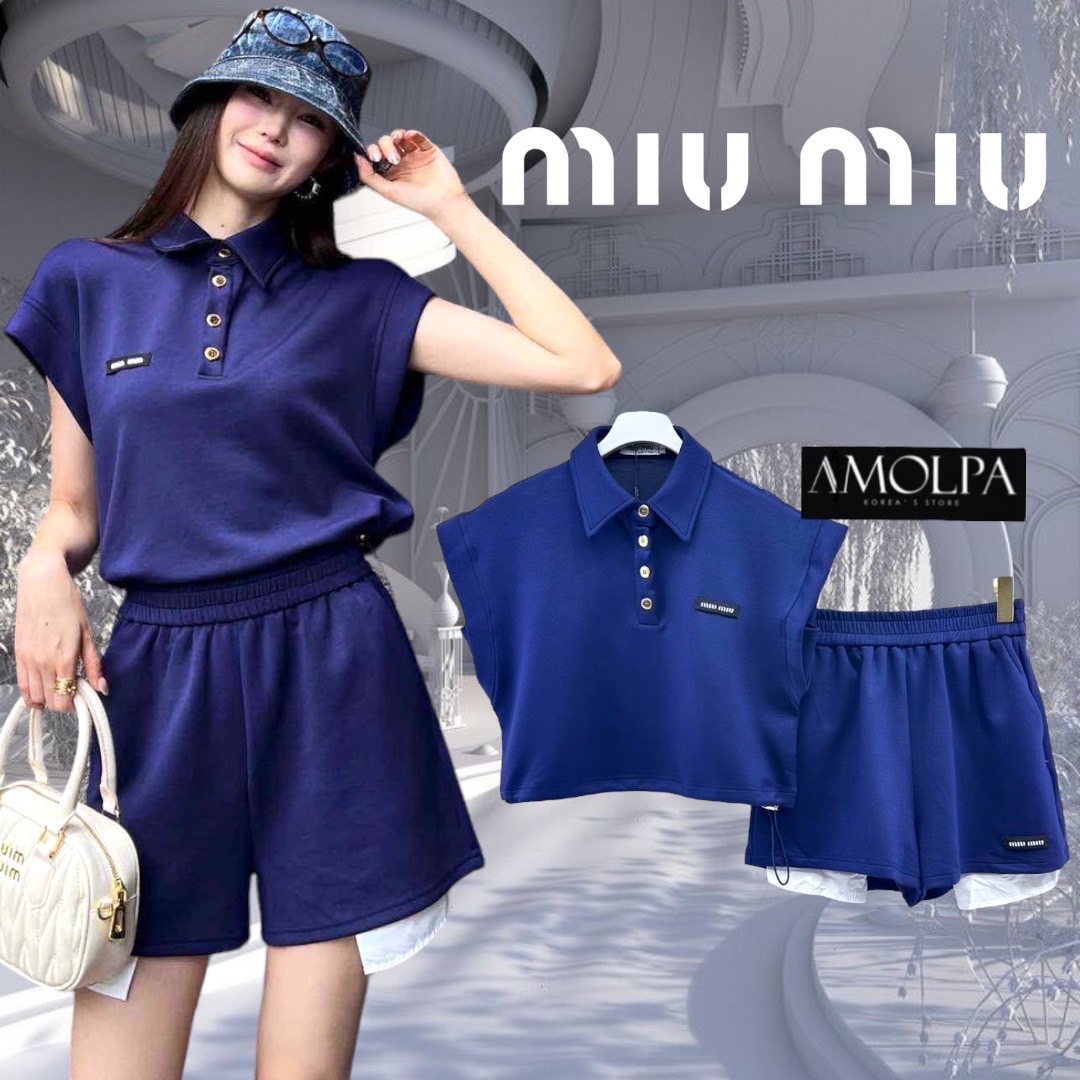 SET MIU MIU งานใหม่ 2024SS งาน Hiend ใส่สวยขับผิว ผ้าเย็นมากๆ ไม่ผิดหวังเลยค้า : สินค้าคุณภาพ (พร้อมส่ง)