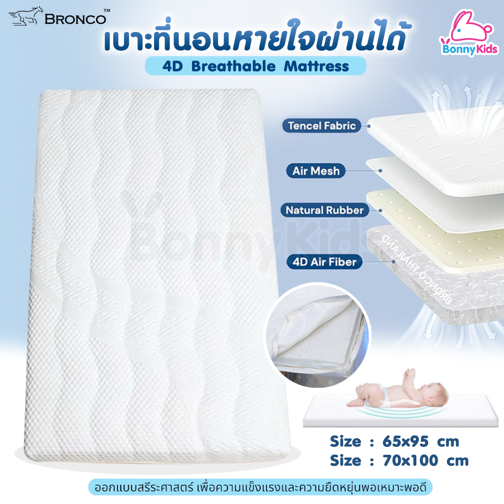 BRONCO (บรอนโก) 4D Breathable Mattress ที่นอนเด็กหายใจผ่านได้ (2ไซส์)