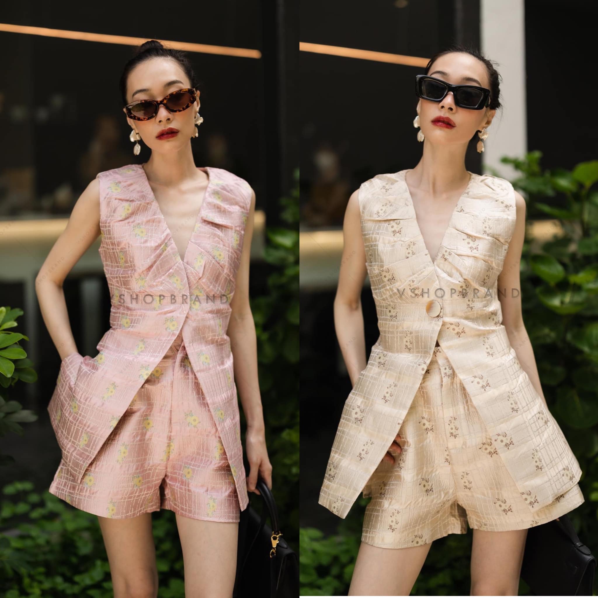 Set เสื้อแขนกุดผ้าลายดอก + กางเกงขาสั้น สินค้าคุณภาพ (พร้อมส่ง)