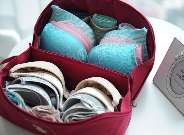 กระเป๋าใส่ชุดชั้นใน กางเกงชั้นใน ขนาดใหญ่พิเศษ แบ่งช่องสองด้าน ใส่ได้หลายตัว มี 4 สี 4 ลาย