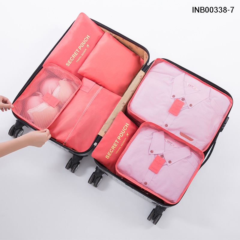 Travel Season กระเป๋าจัดระเบียบเดินทาง 7 ชิ้น จัดกระเป๋าเดินทาง ท่องเที่ยว ใส่เสื้อผ้า ชุดชั้นใน รองเท้า พกพาสะดวก มีให้เลือก 14 สี/ลาย