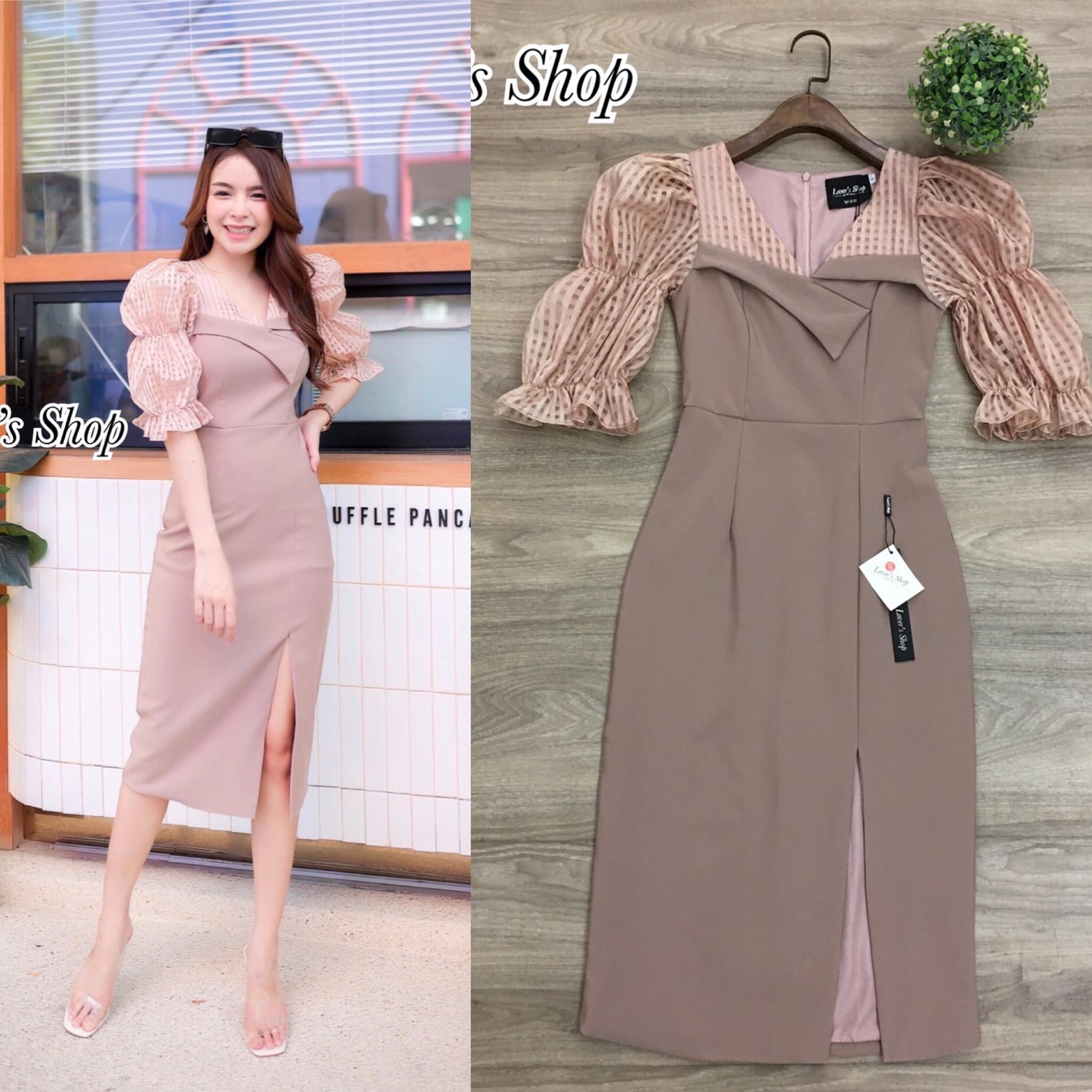 เดรสแขนตุ๊กตาโทนสีเอิร์ธโทน สีสวยมากๆค่ะ ทรงแขนจั้มพองๆน่ารักใส่สบาย ทรงสวย มีซับใน งานซิบหลังใส่ง่าย ลุคนี้มีผู้ดีไฮโซมากๆค้า : สินค้าคุณภาพ พร้อมส่ง