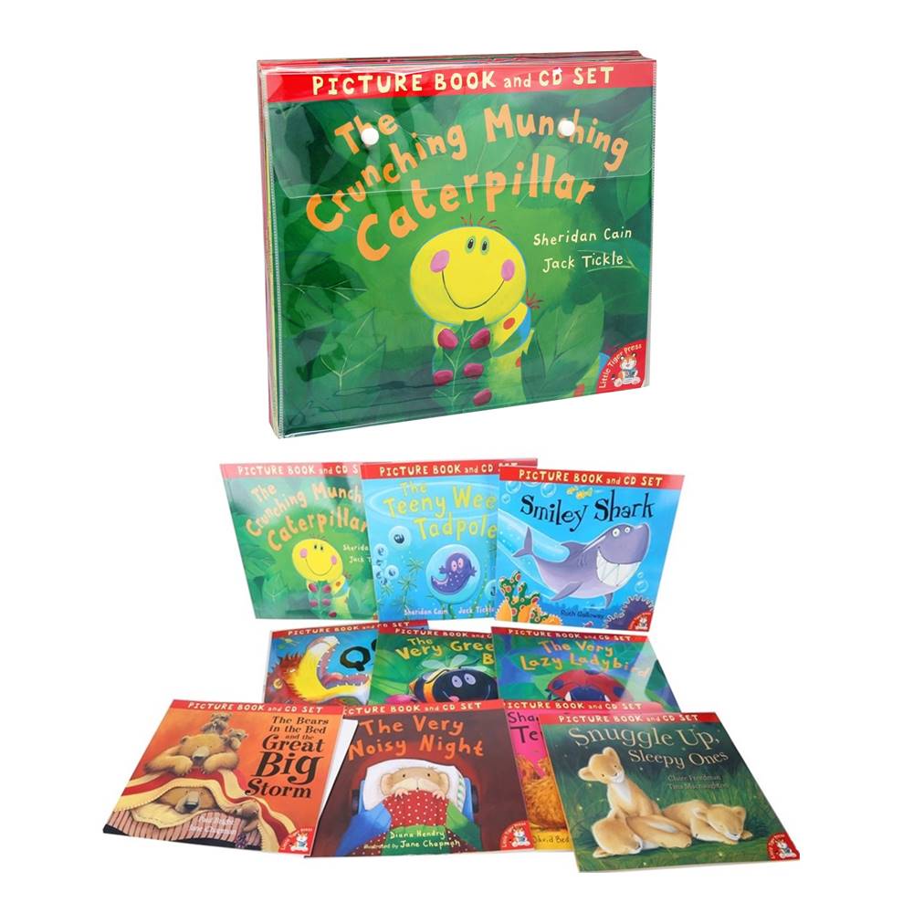 Little Tiger Press : 10 Picture Book and CD Sets : The Crunching Munching Caterpillar and Other Stories Collection เซตหนังสือนิทานภาพพร้อมซีดี : Paul Bright & Guy Parker-Rees & Jack Tickle & Claire Freedman