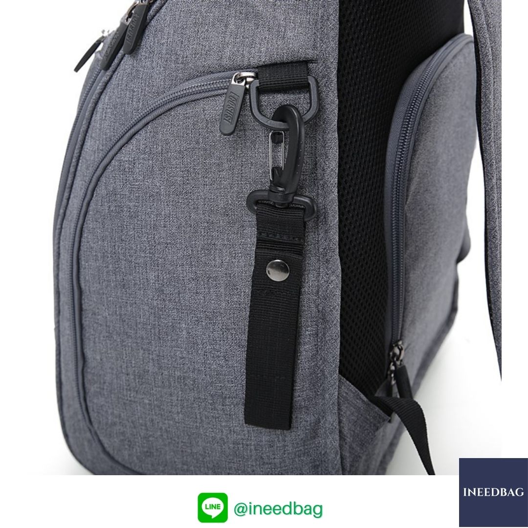 Ecosusi กระเป๋าคุณแม่, กระเป๋าสัมภาระคุณแม่, กระเป๋าแม่ลูกอ่อน แบบเป้ มาพร้อมแผ่นรองเปลี่ยนผ้าอ้อม, ช่องเก็บความร้อน-เย็น (New Version Grey) + Wet Pocket + Wipe Pocket