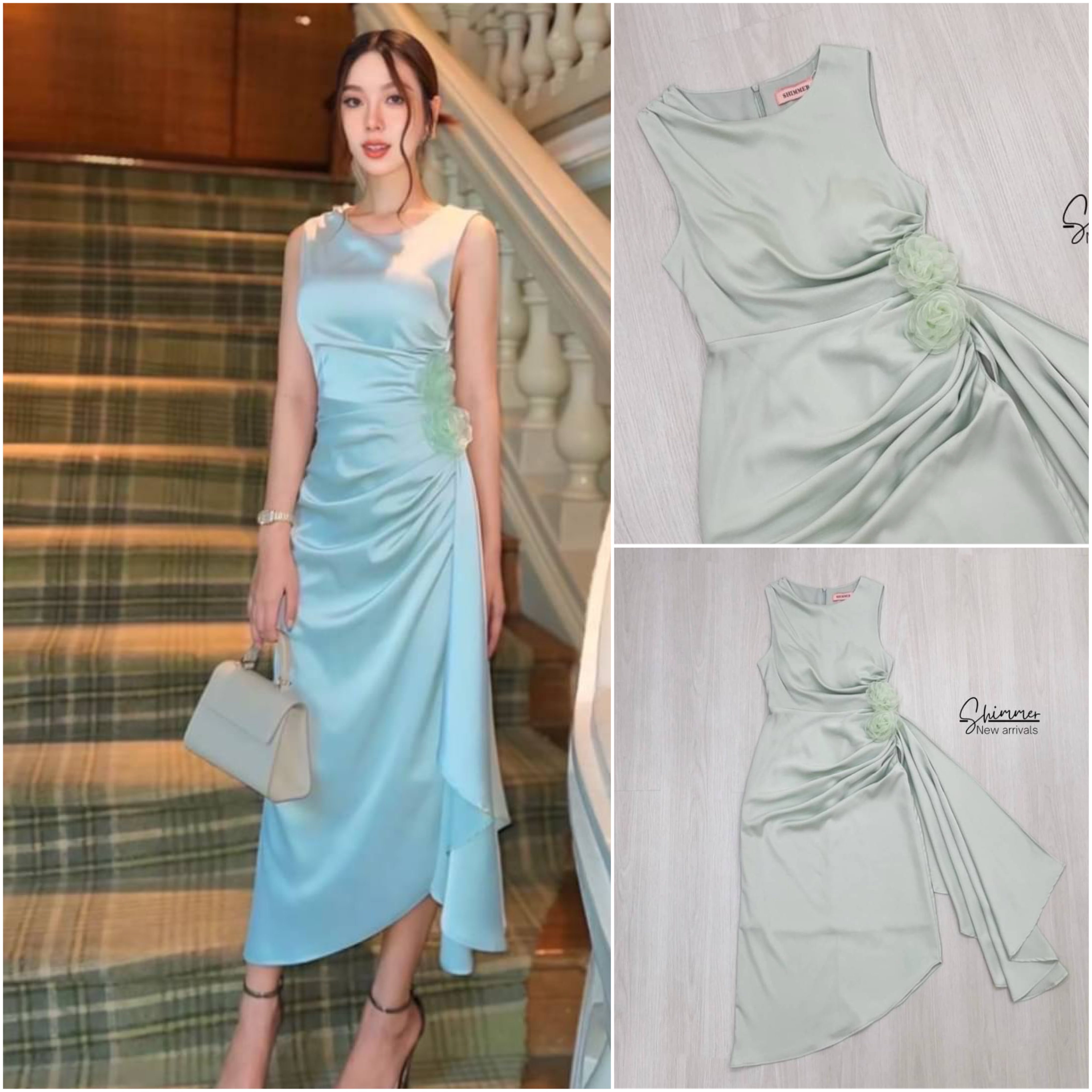 มิดิเดรสซาตินแต่ง ดอกไม้ดีไซน์สวยโดนเด่นในทุกปาร์ตี้ ใส่สบาย : สินค้าคุณภาพ (พร้อมส่ง)