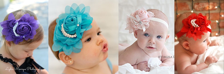 ผ้าคาดผมทารก ดอกไม้ประดับเส้นมุก น่ารักสไตล์ยุโรป