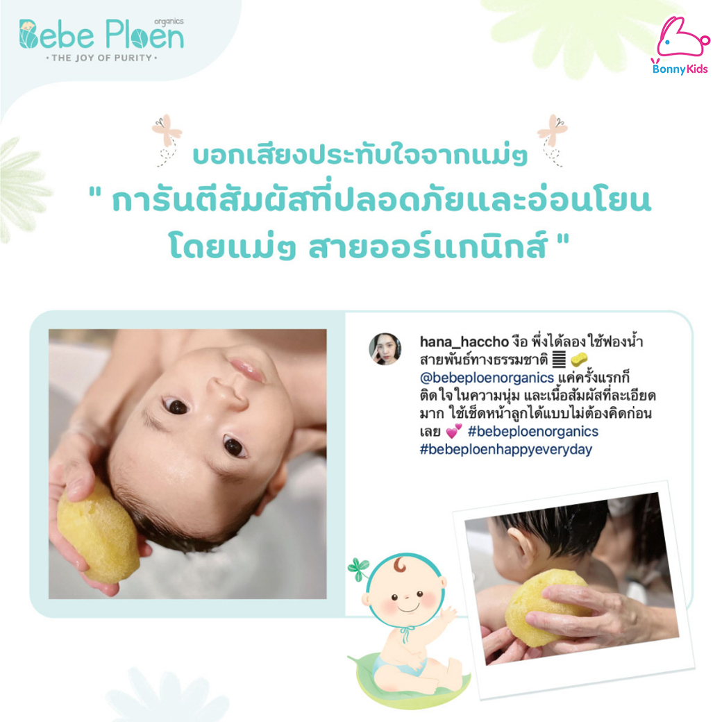 Bebe Ploen (เบเบ้เพลิน) Natural Silky Smooth Sea Sponge ฟองน้ำสายพันธุ์ธรรมชาติ 100% (มี 3 ขนาด)